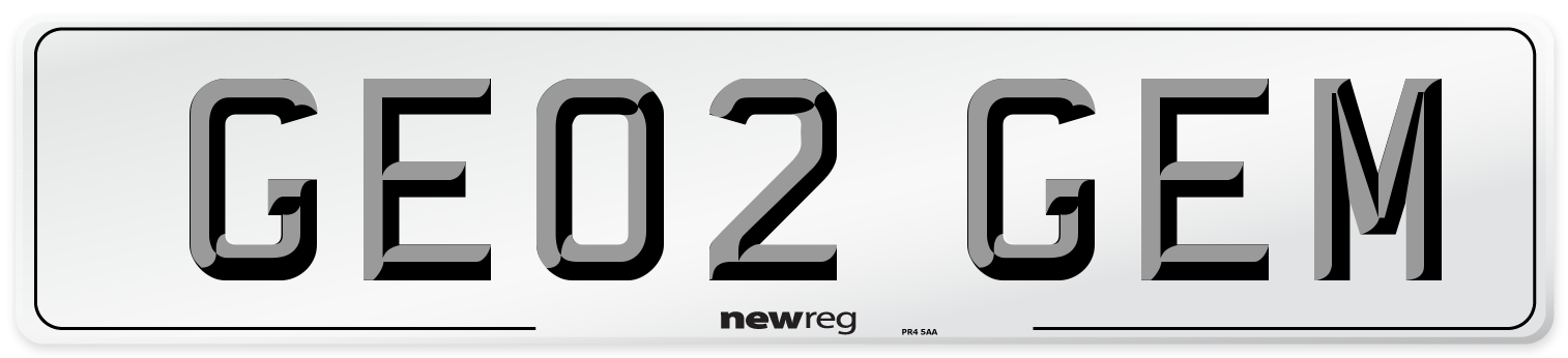 GE02 GEM Number Plate from New Reg